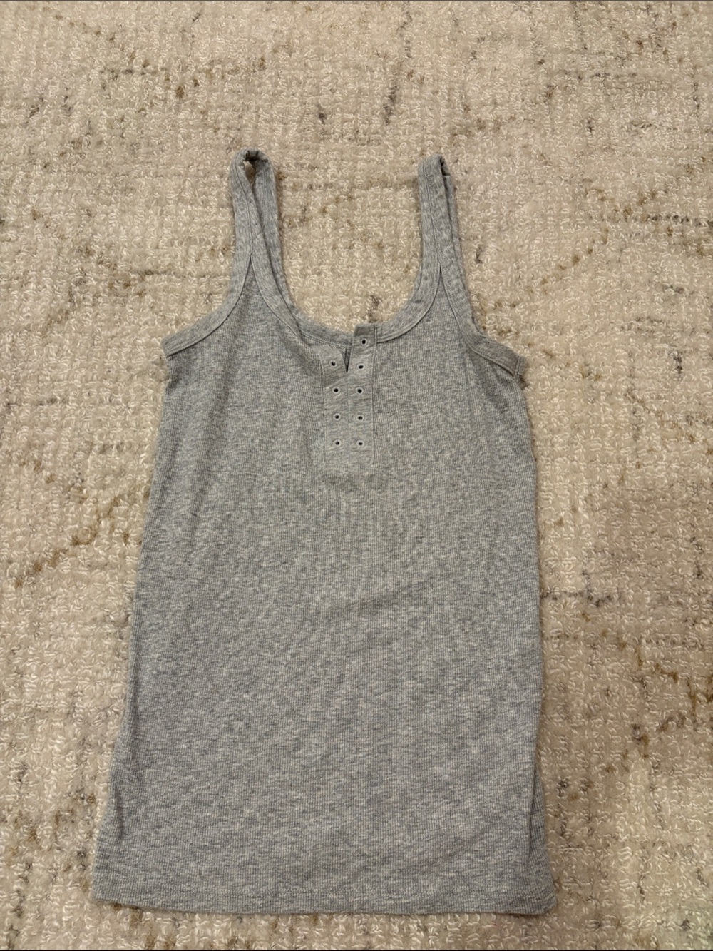 Aerie Women's Gray Ribbed Henley-Style Tank Top